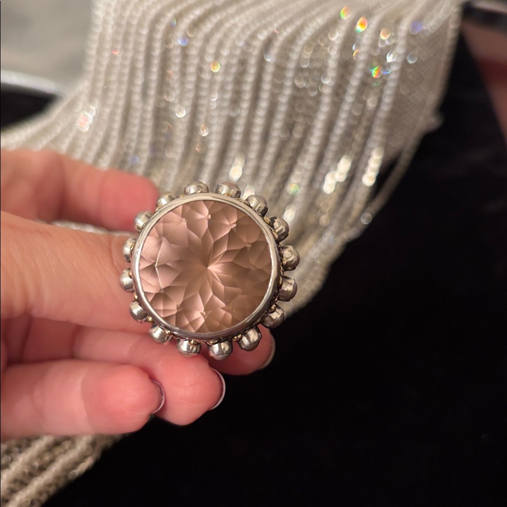 Mars&Valentine imperial sterling art deco fan quartz statement cocktail ring - Picture 15 of 16